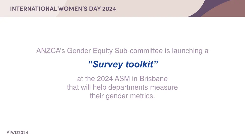 anzca s gender equity sub committee is launching