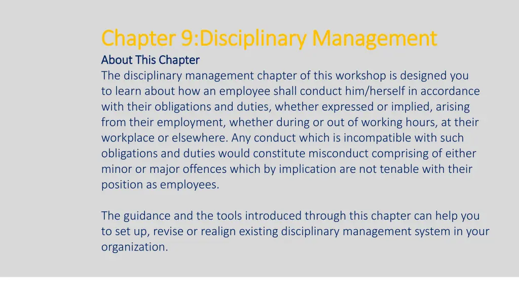 chapter 9 disciplinary management chapter