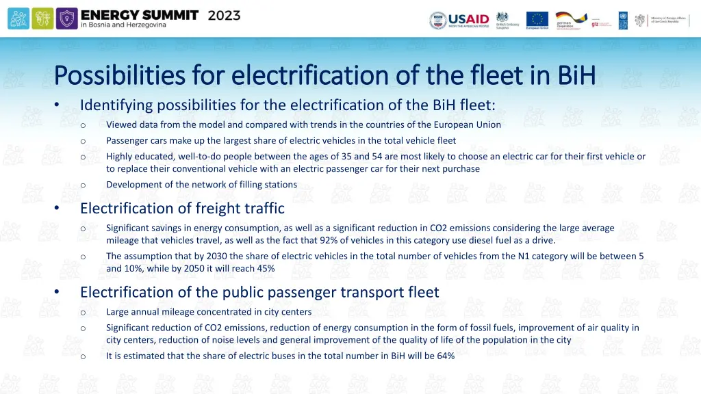 possibilities for electrification of the fleet