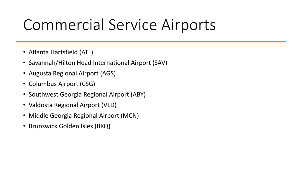 commercial service airports