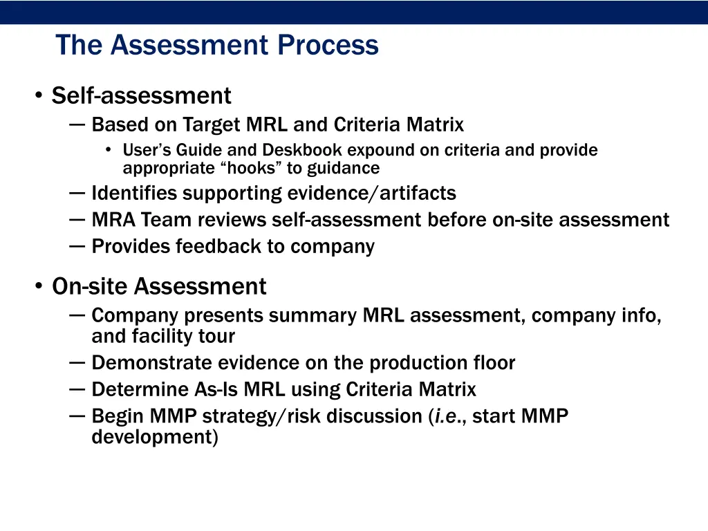 the assessment process