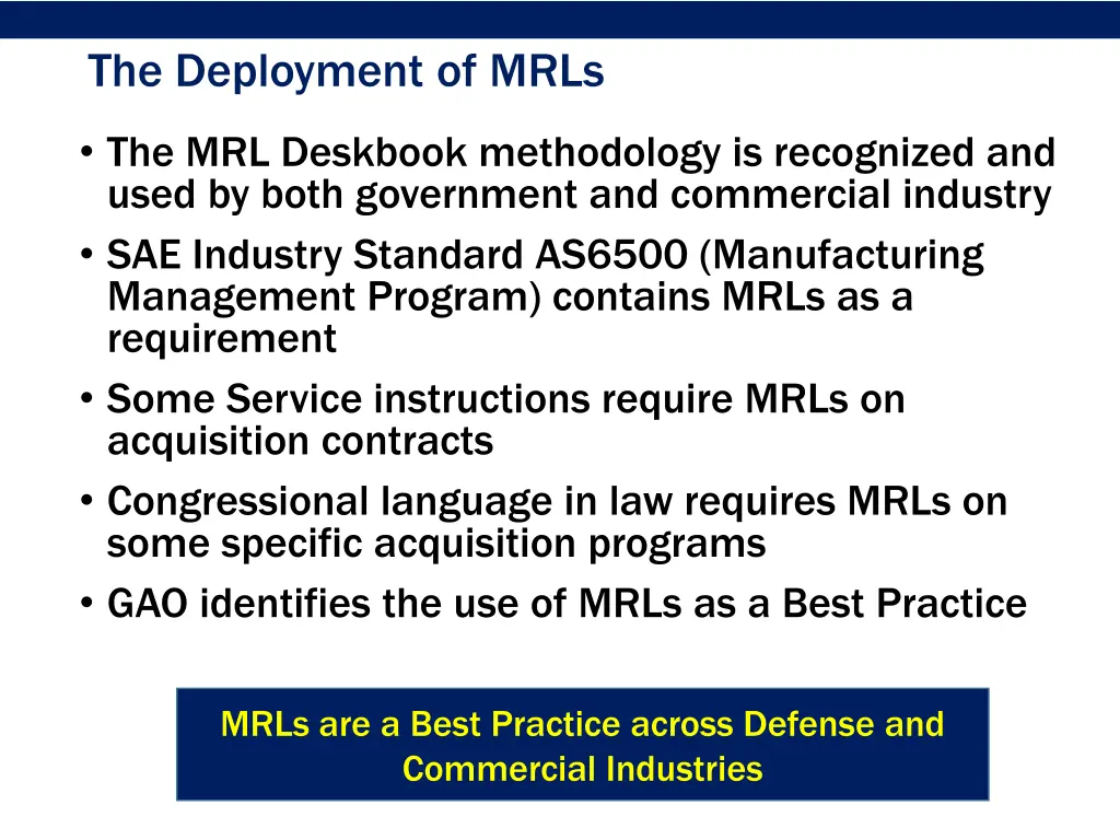 the deployment of mrls