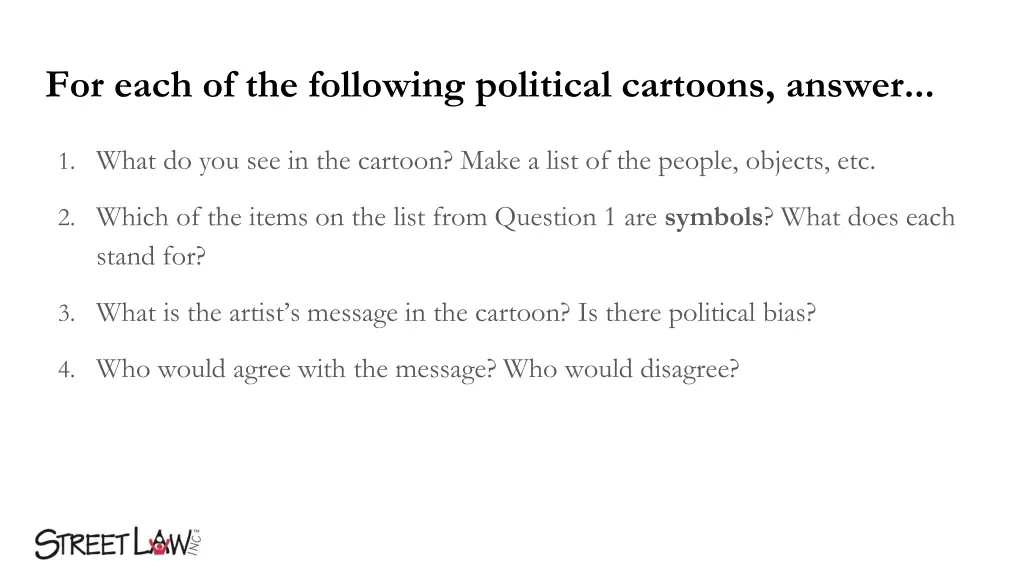 for each of the following political cartoons