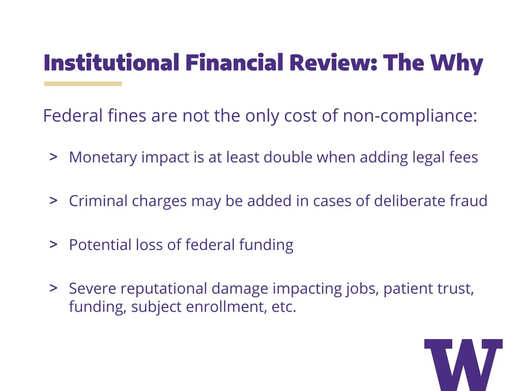 institutional financial review the why 1