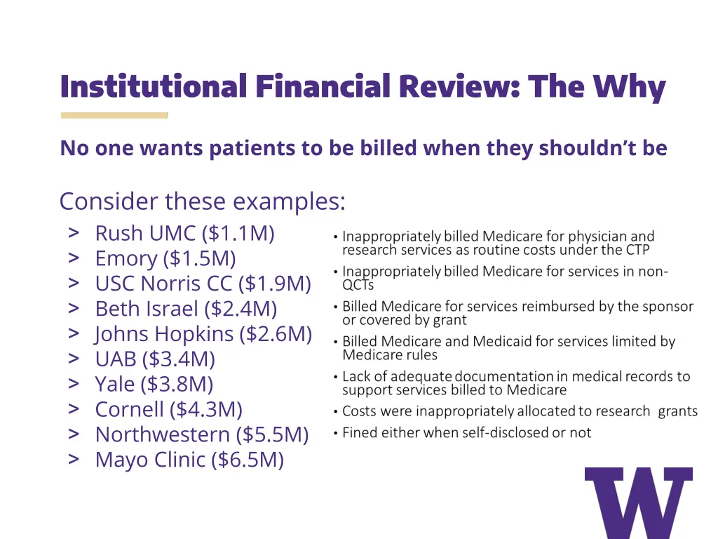 institutional financial review the why