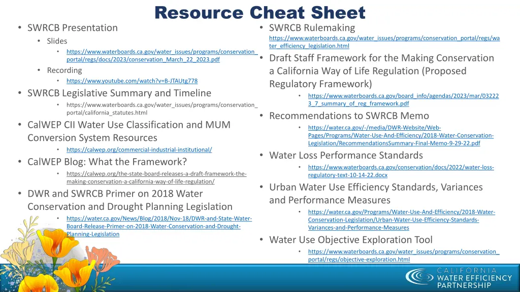 resource cheat sheet swrcb rulemaking