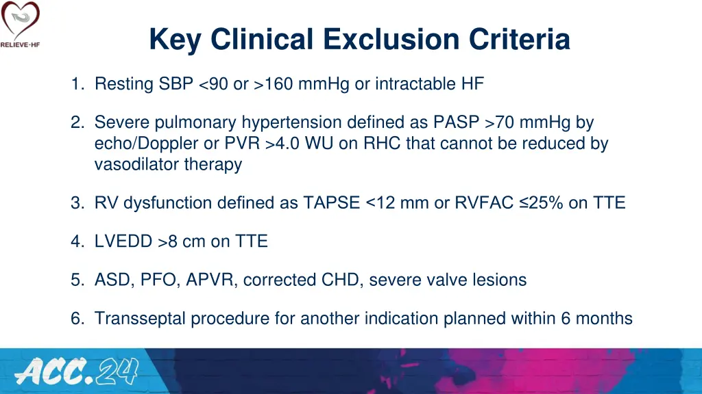 key clinical exclusion criteria