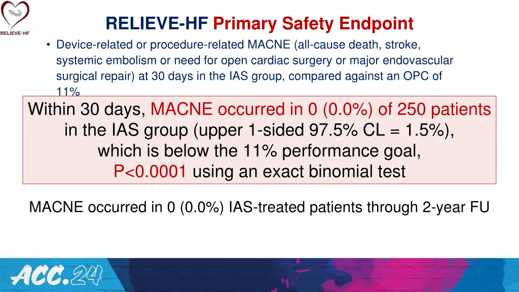 relieve hf primary safety endpoint device related 1