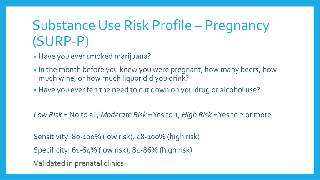 substance use risk profile pregnancy surp p