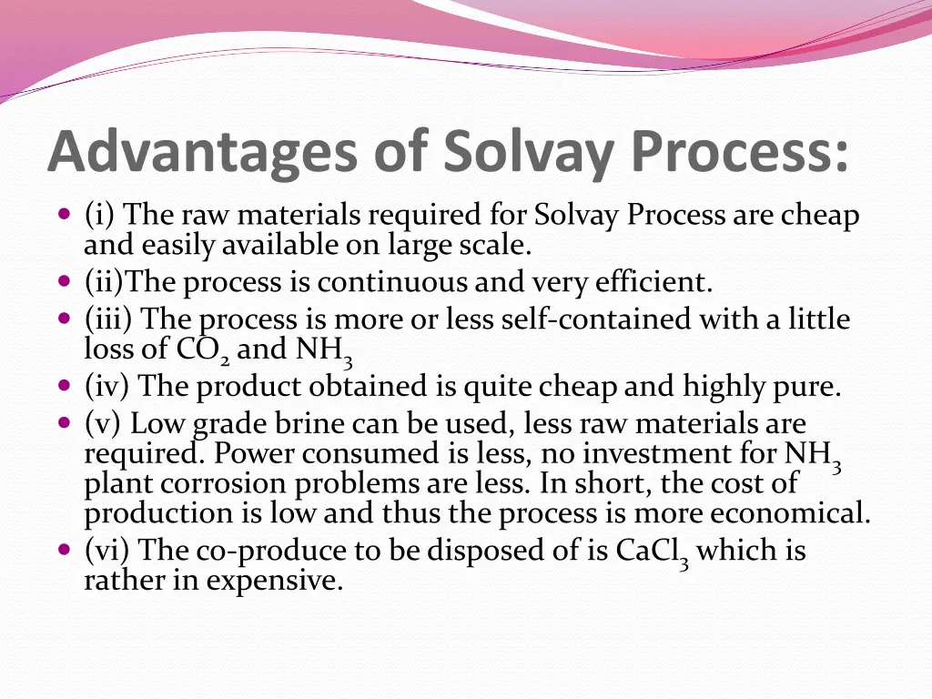 advantages of solvay process i the raw materials