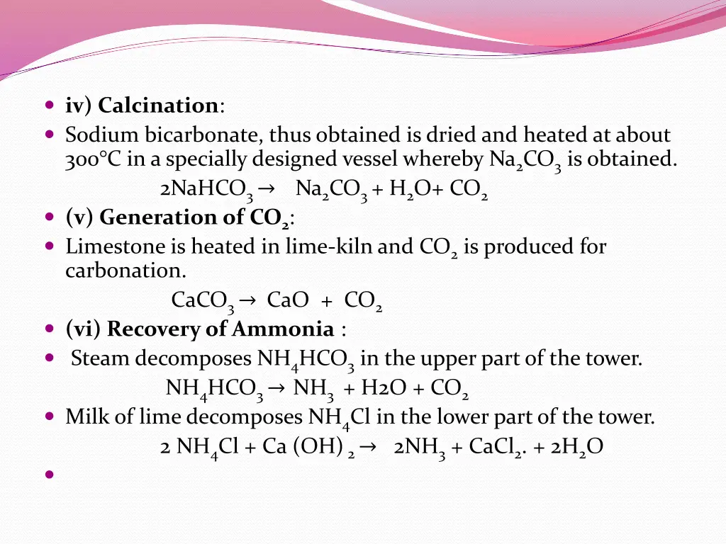 iv calcination sodium bicarbonate thus obtained