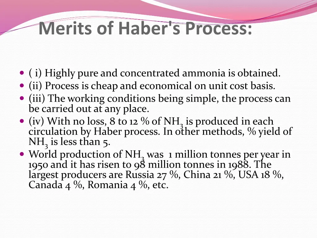 merits of haber s process