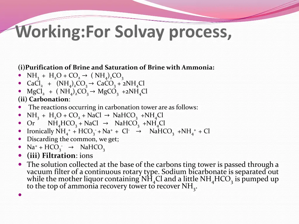 working for solvay process