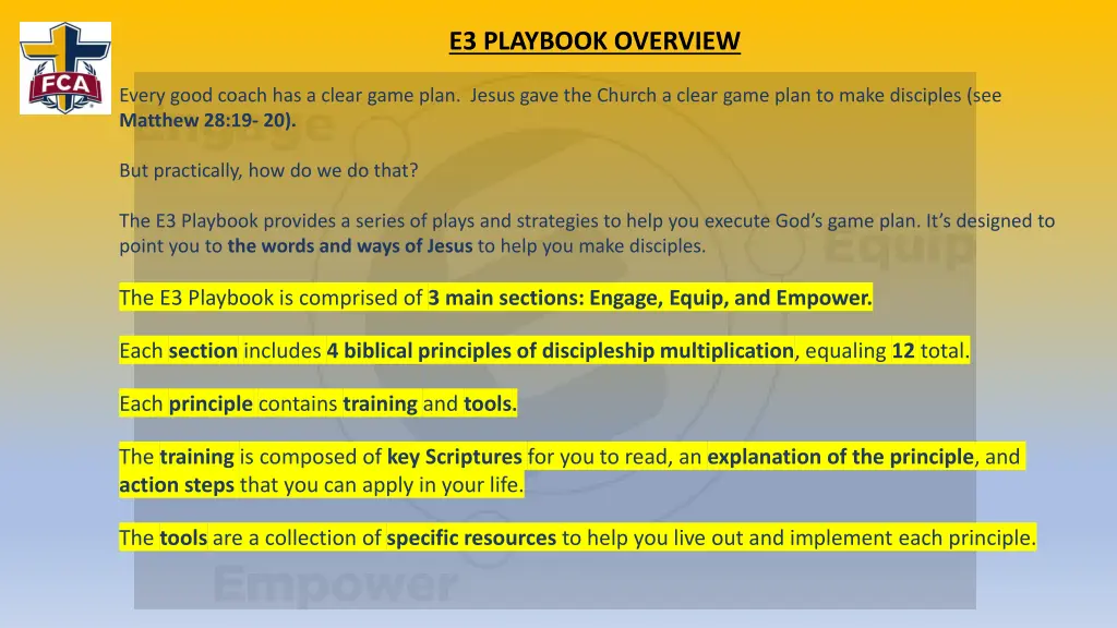 e3 playbook overview