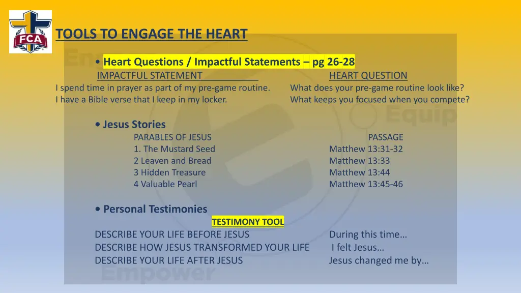 tools to engage the heart