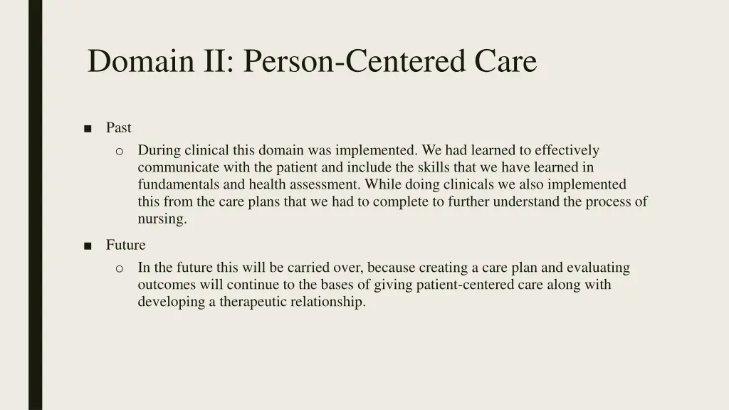 domain ii person centered care 1