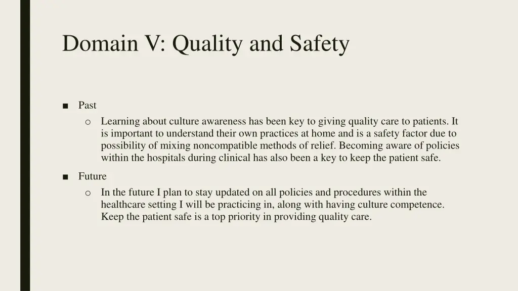 domain v quality and safety 1