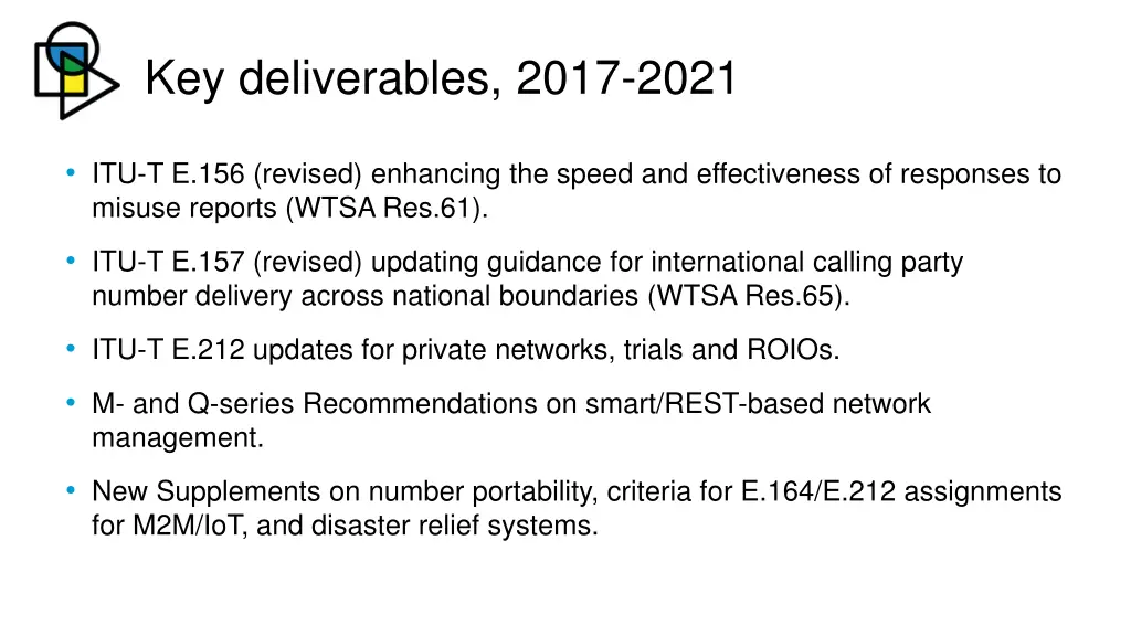 key deliverables 2017 2021