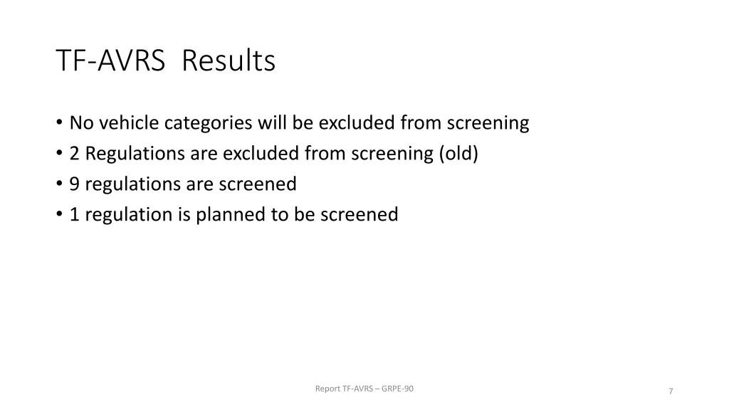 tf avrs results