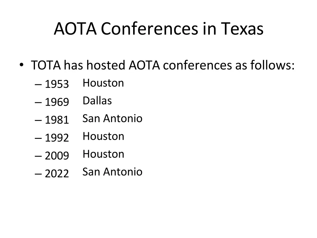 aota conferences in texas