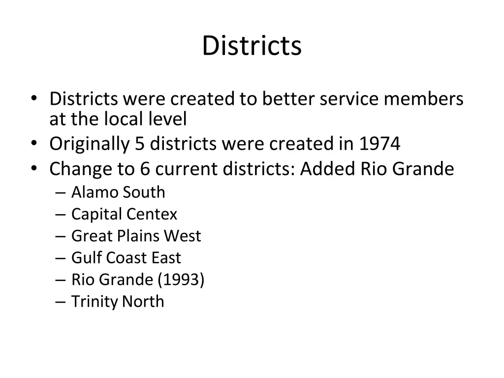 districts