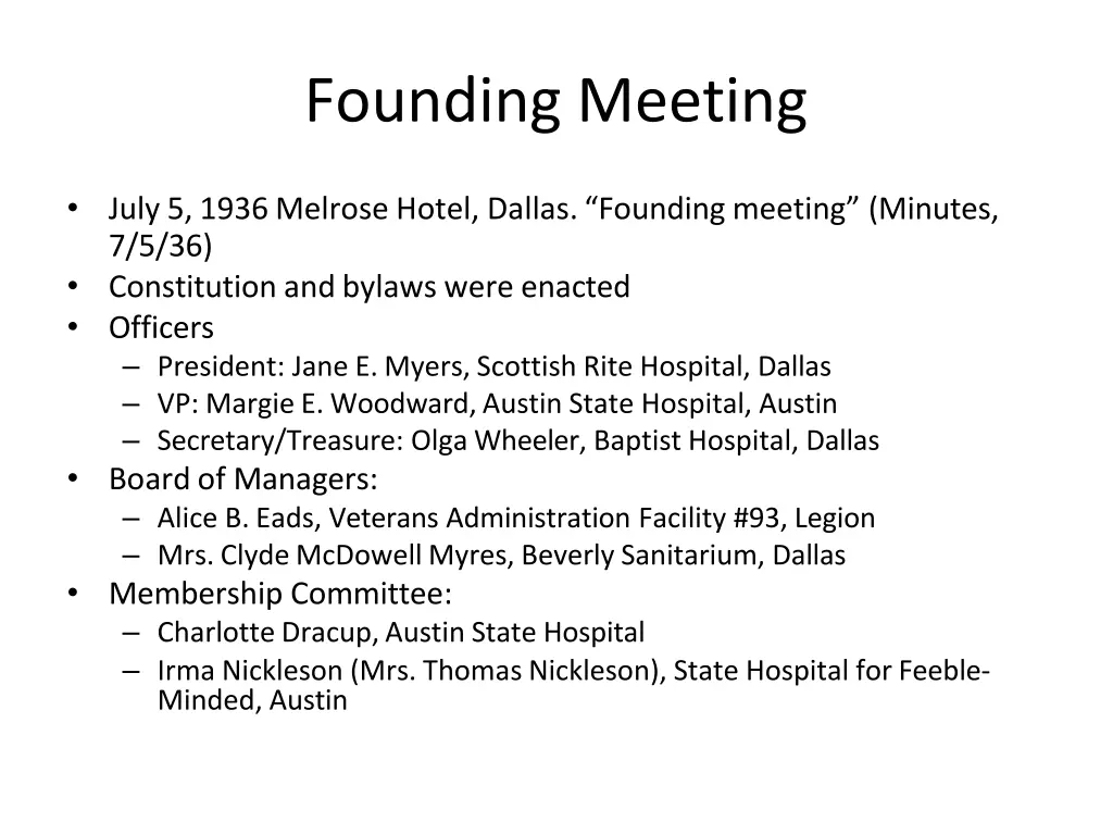 founding meeting