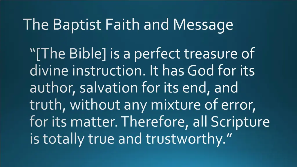 the baptist faith and message