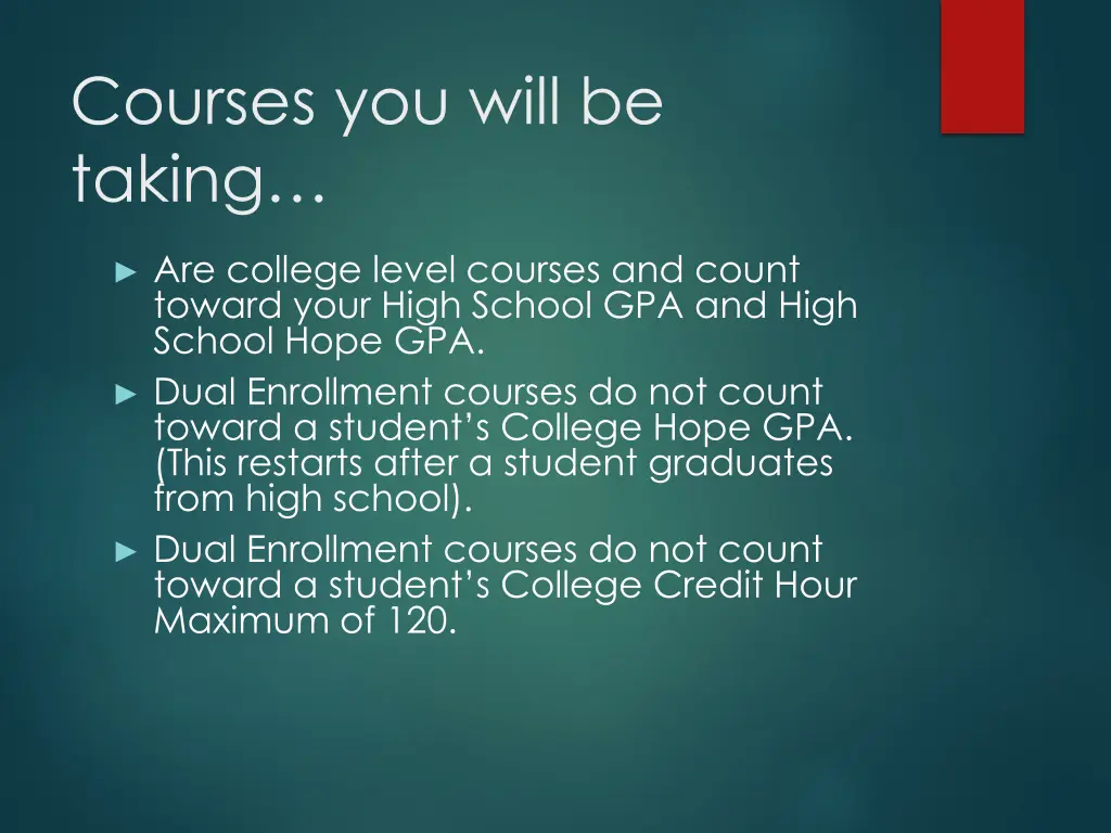 courses you will be taking