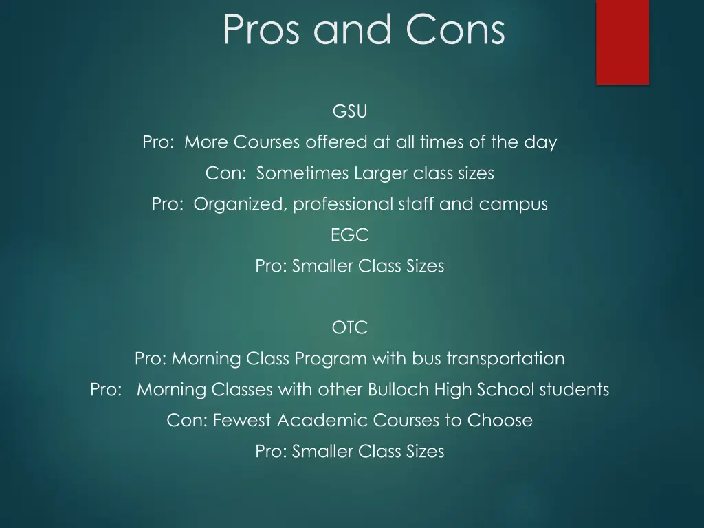 pros and cons