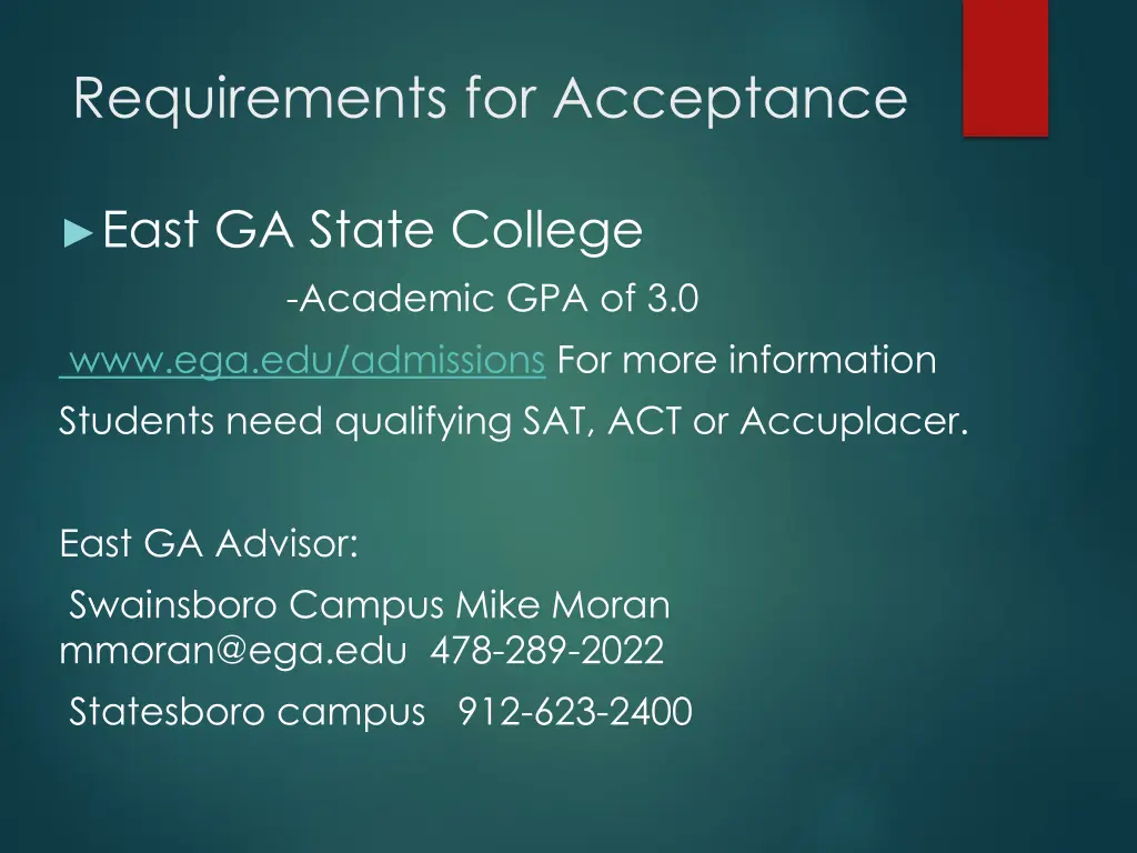 requirements for acceptance 1