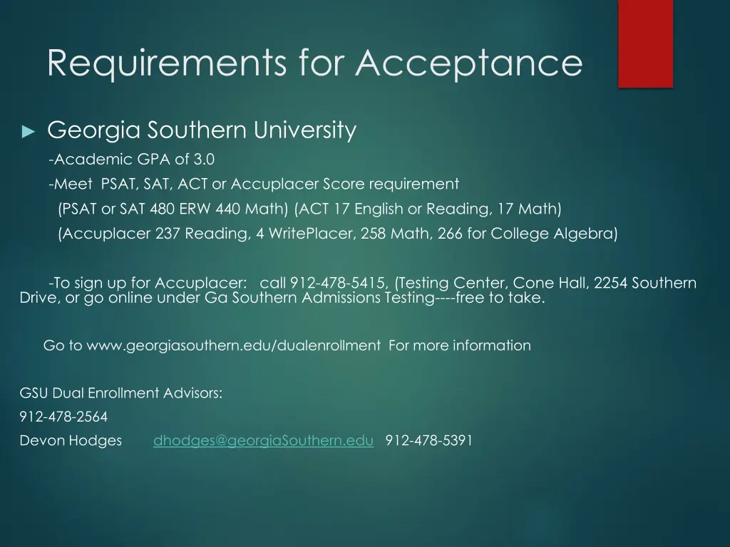 requirements for acceptance