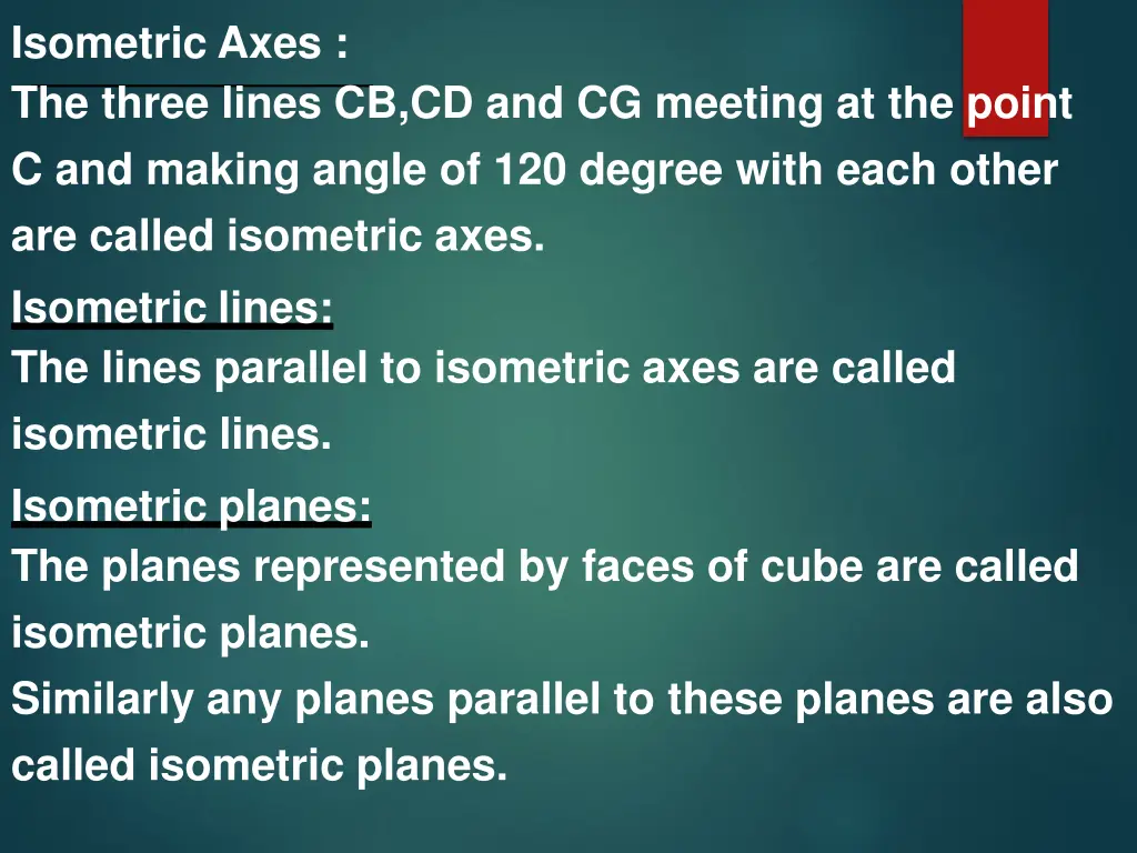 isometric axes the three lines