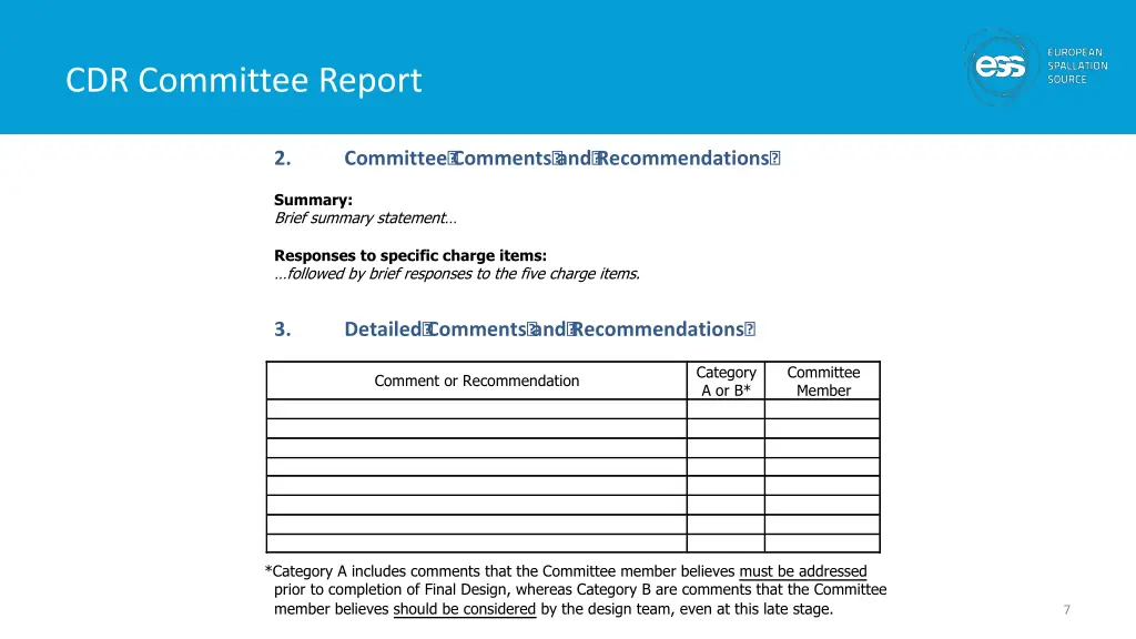 cdr committee report