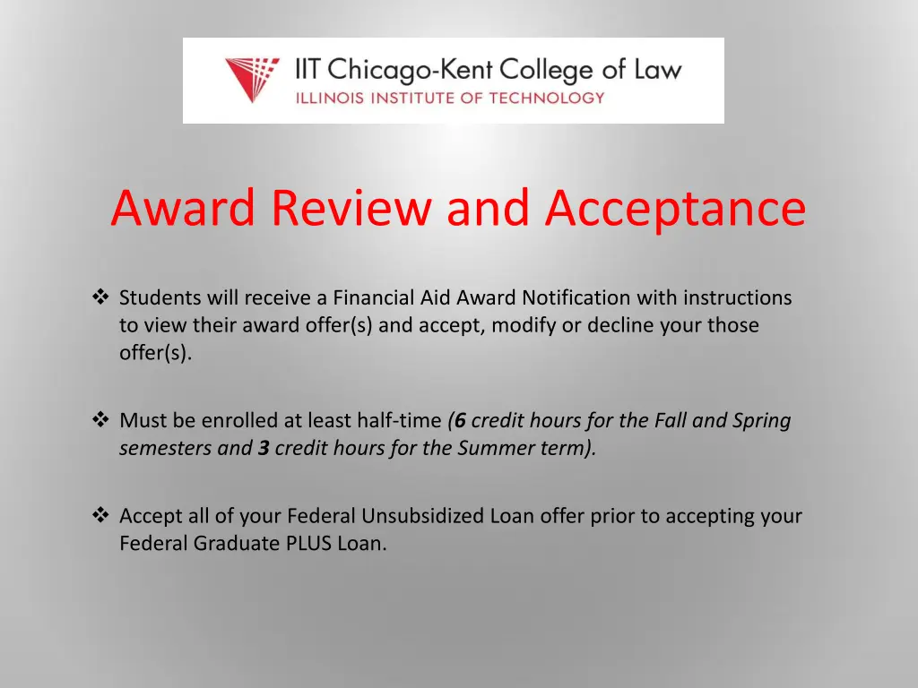 award review and acceptance