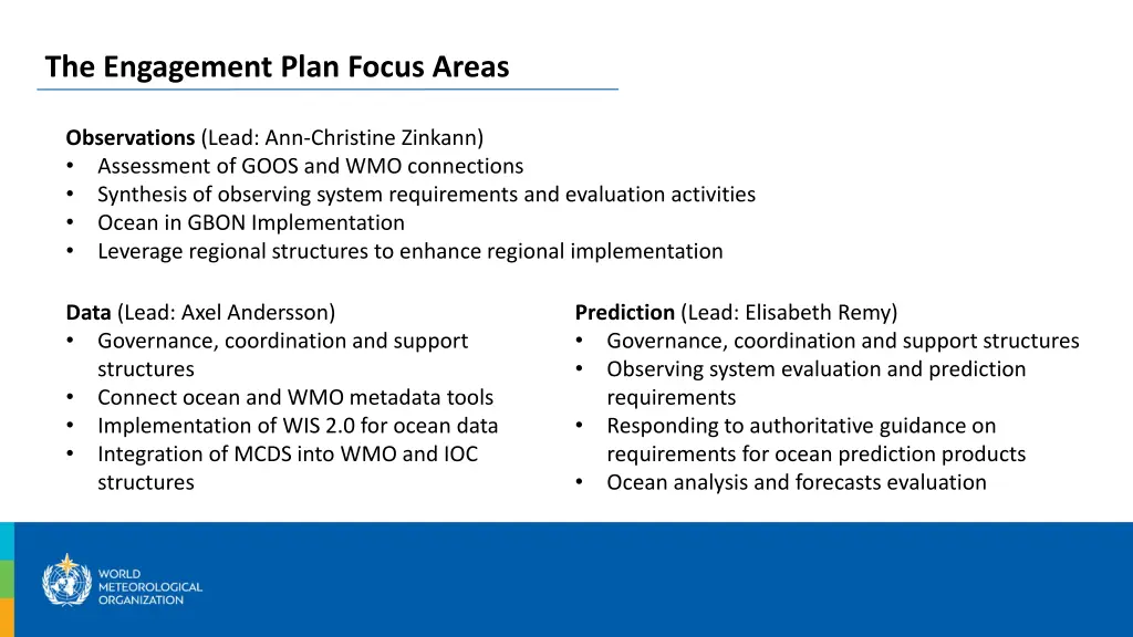 the engagement plan focus areas