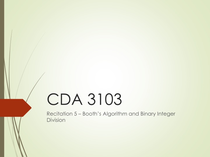 cda 3103 recitation 5 booth s algorithm