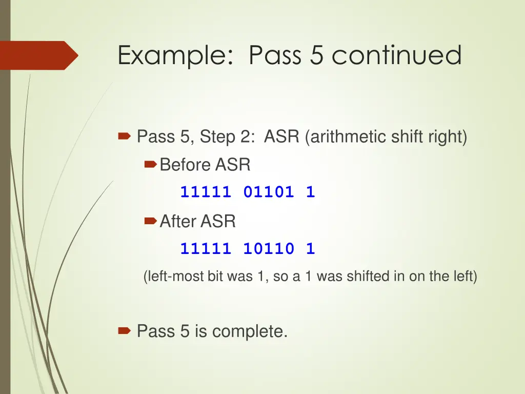 example pass 5 continued