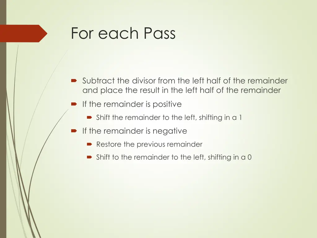 for each pass