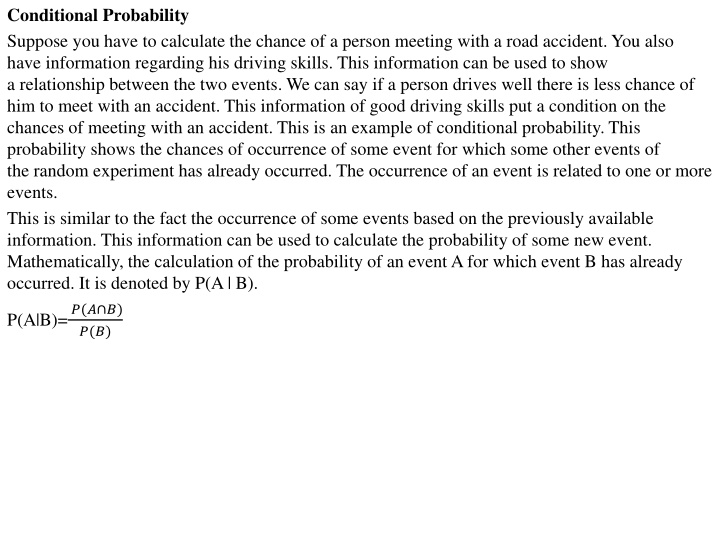 conditional probability suppose you have