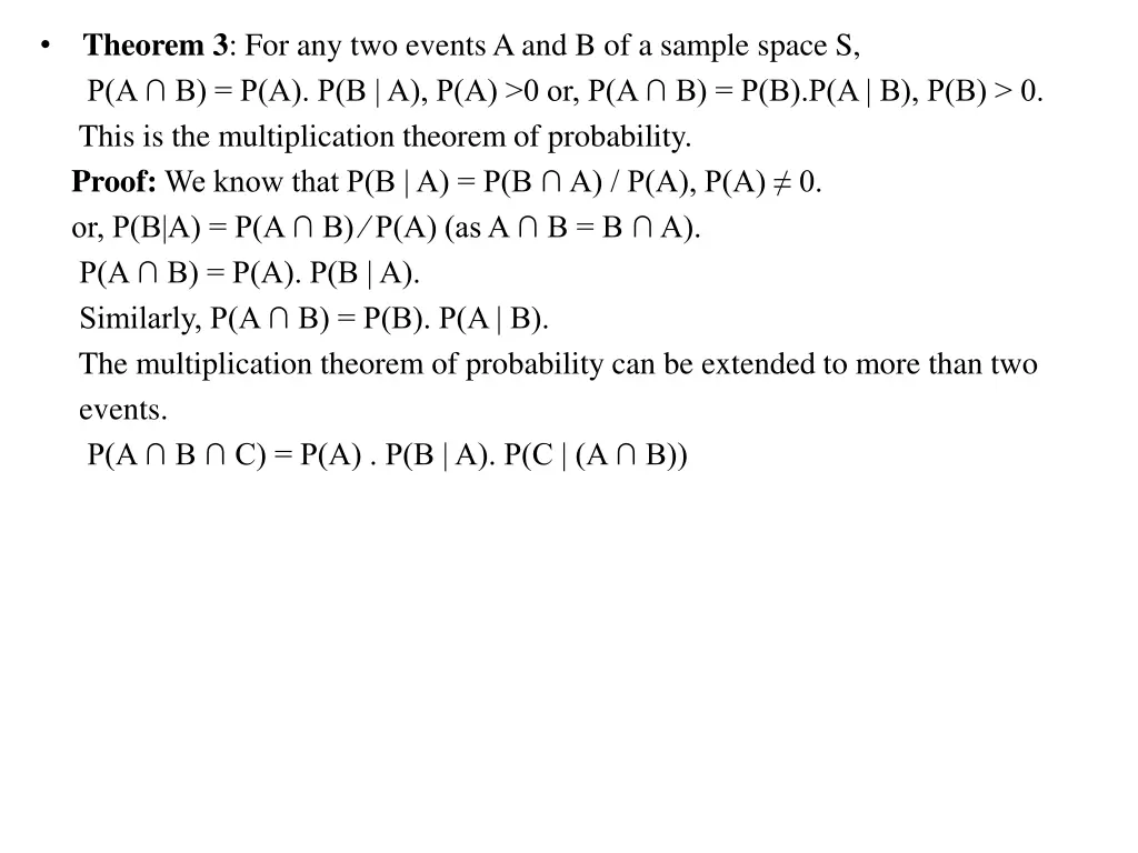 theorem 3 for any two events a and b of a sample