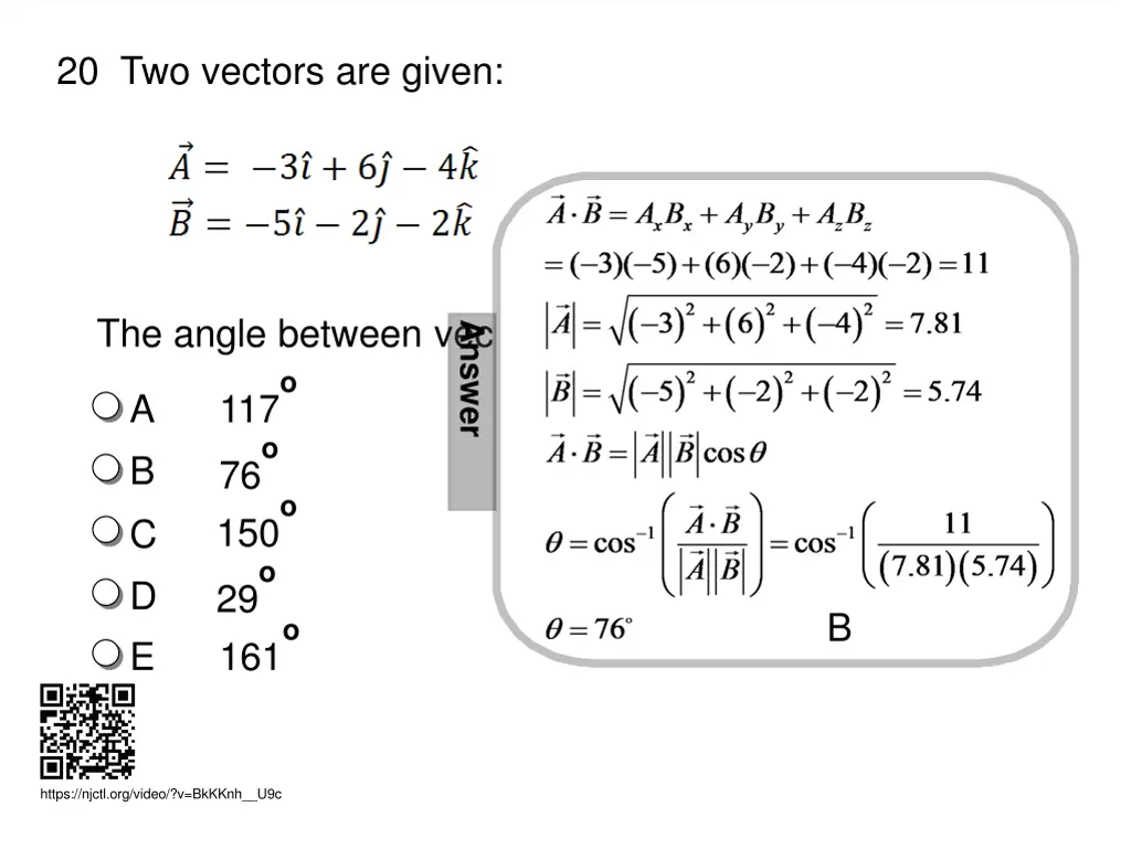 20 two vectors are given
