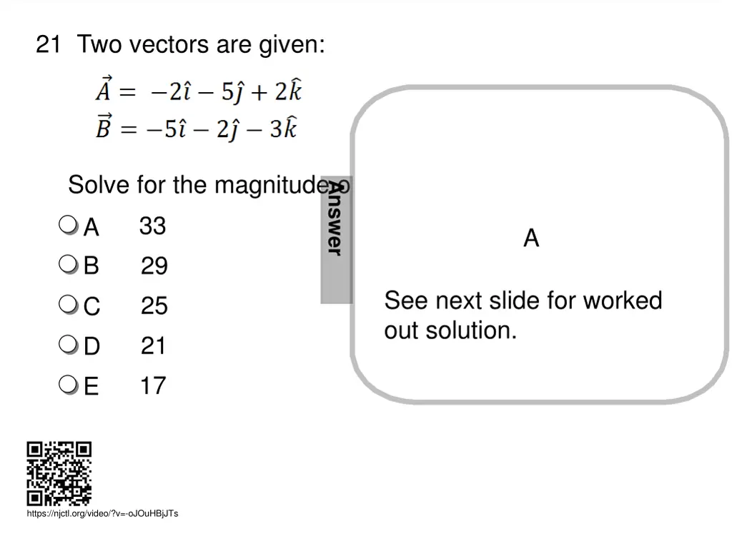 21 two vectors are given