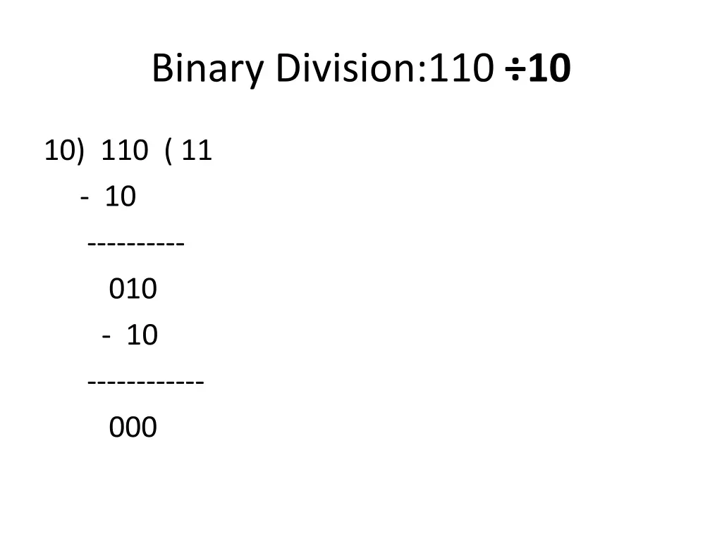 binary division 110 10