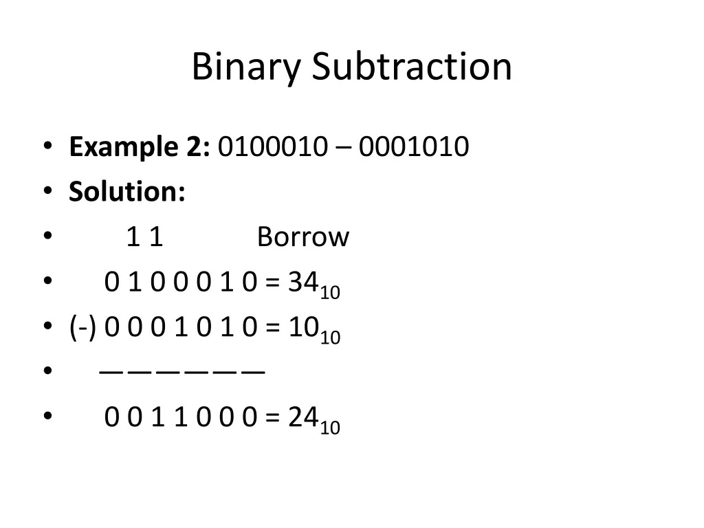 binary subtraction 2