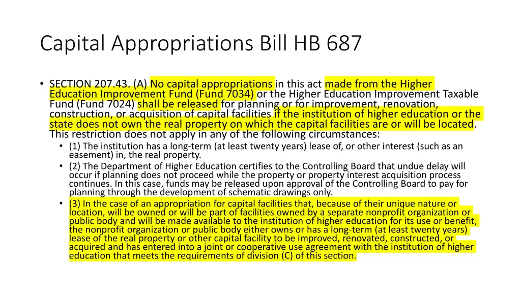 capital appropriations bill hb 687