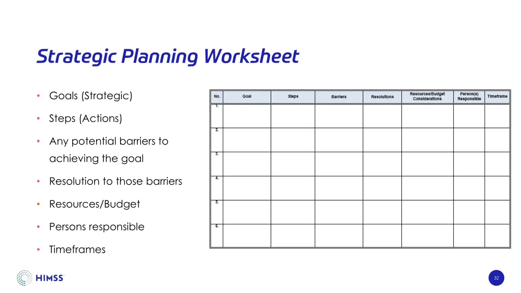 strategic planning worksheet