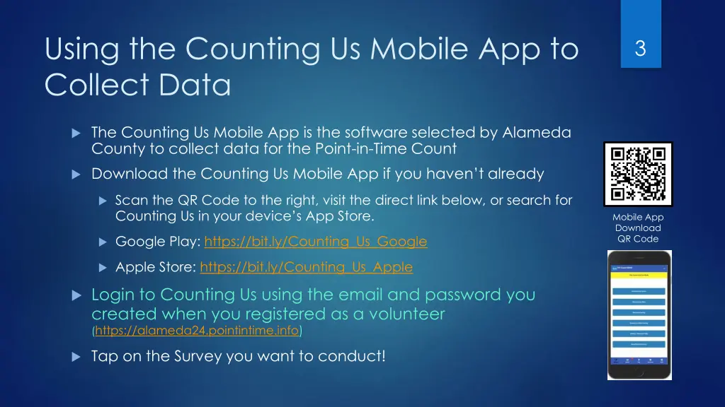 using the counting us mobile app to collect data