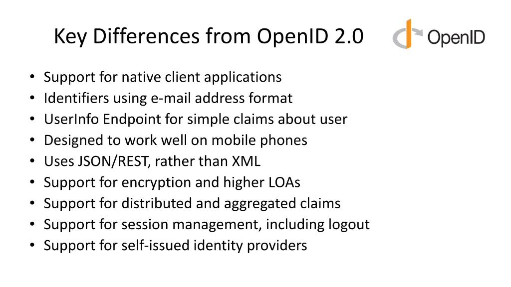 key differences from openid 2 0