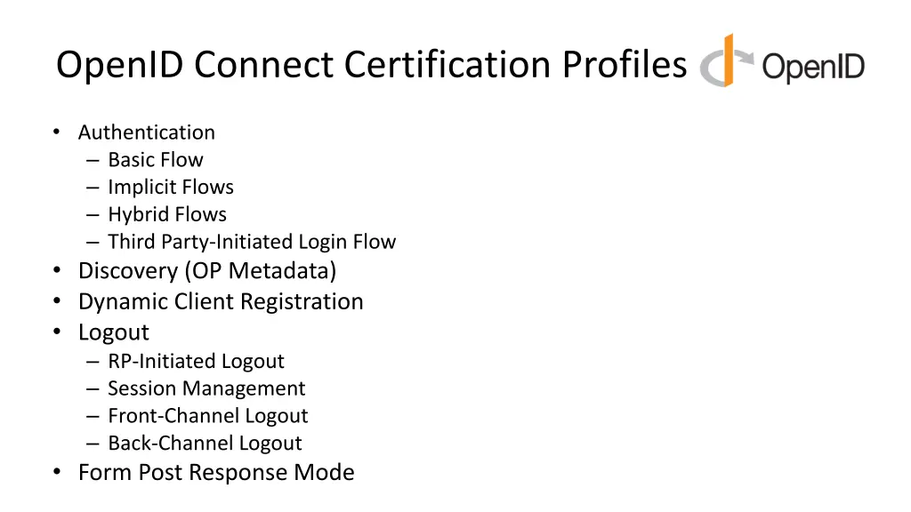 openid connect certification profiles