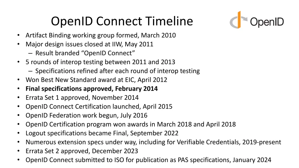 openid connect timeline artifact binding working